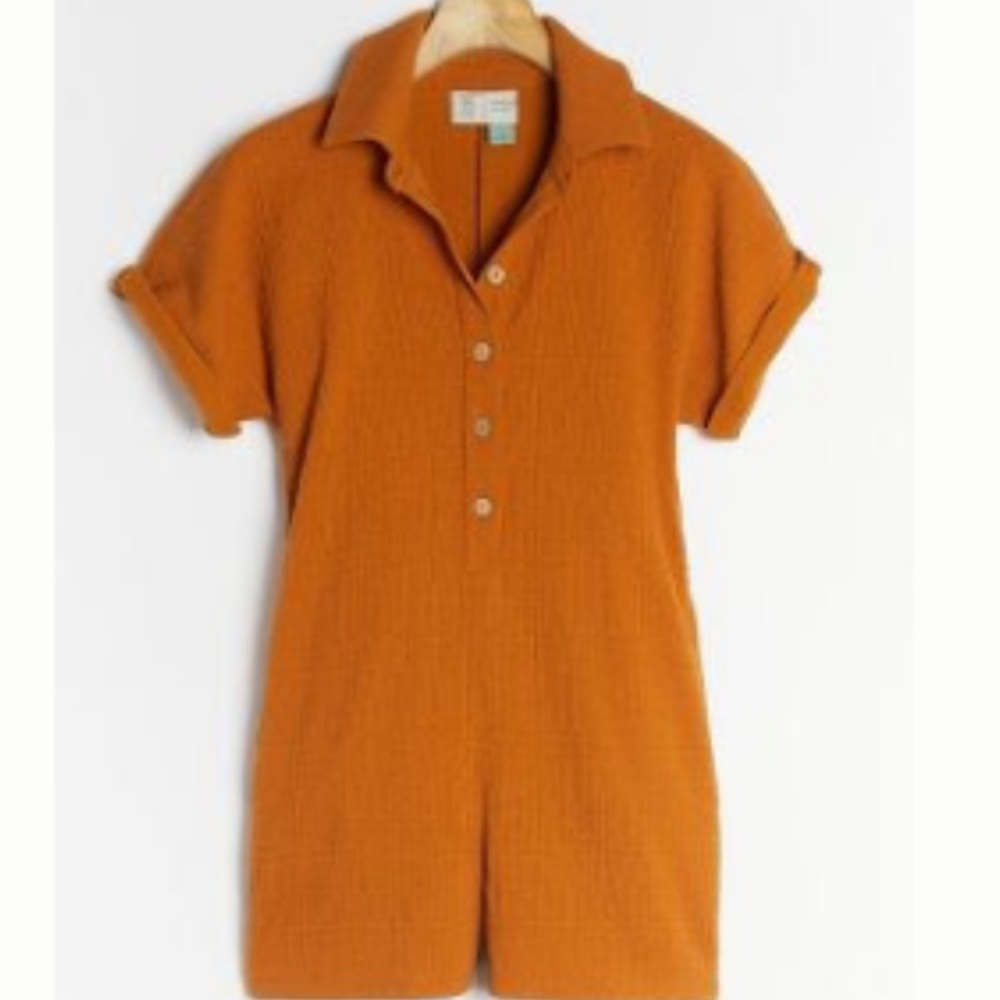 Anthropologie MICHAELA TEXTURED HENLEY ROMPER